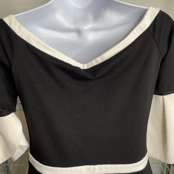 Anne Fontaine Women's Black White Moera Ruffle Dress Size 38 Parisian Chic - Picture 13 of 14